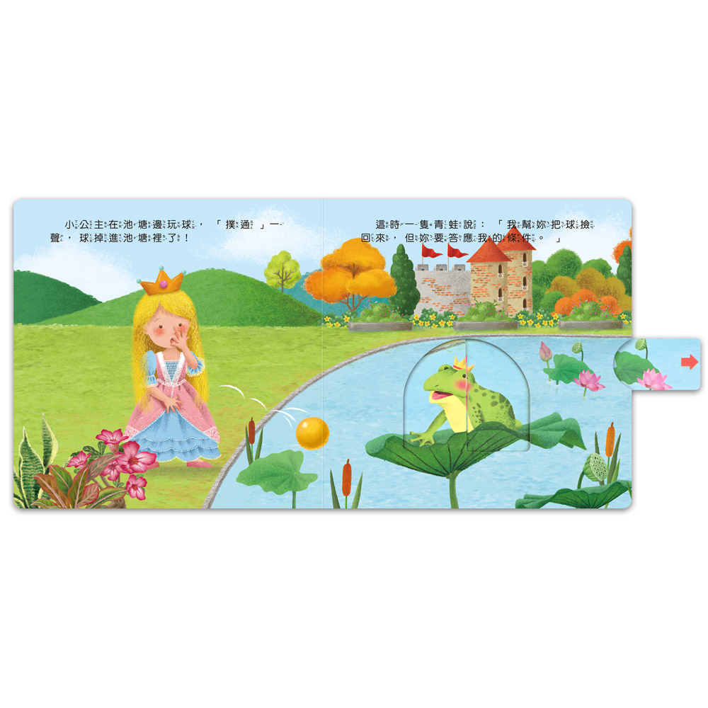 [風車圖書] 推拉翻轉童話繪本-青蛙王子, , large