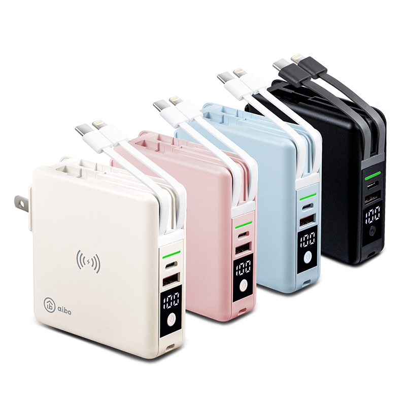 aibo 超強多功能 無線磁吸+PD+QC 快充行動電源【現貨】快充行動電源 自帶線 免插頭 多功能 無線 磁吸, , large