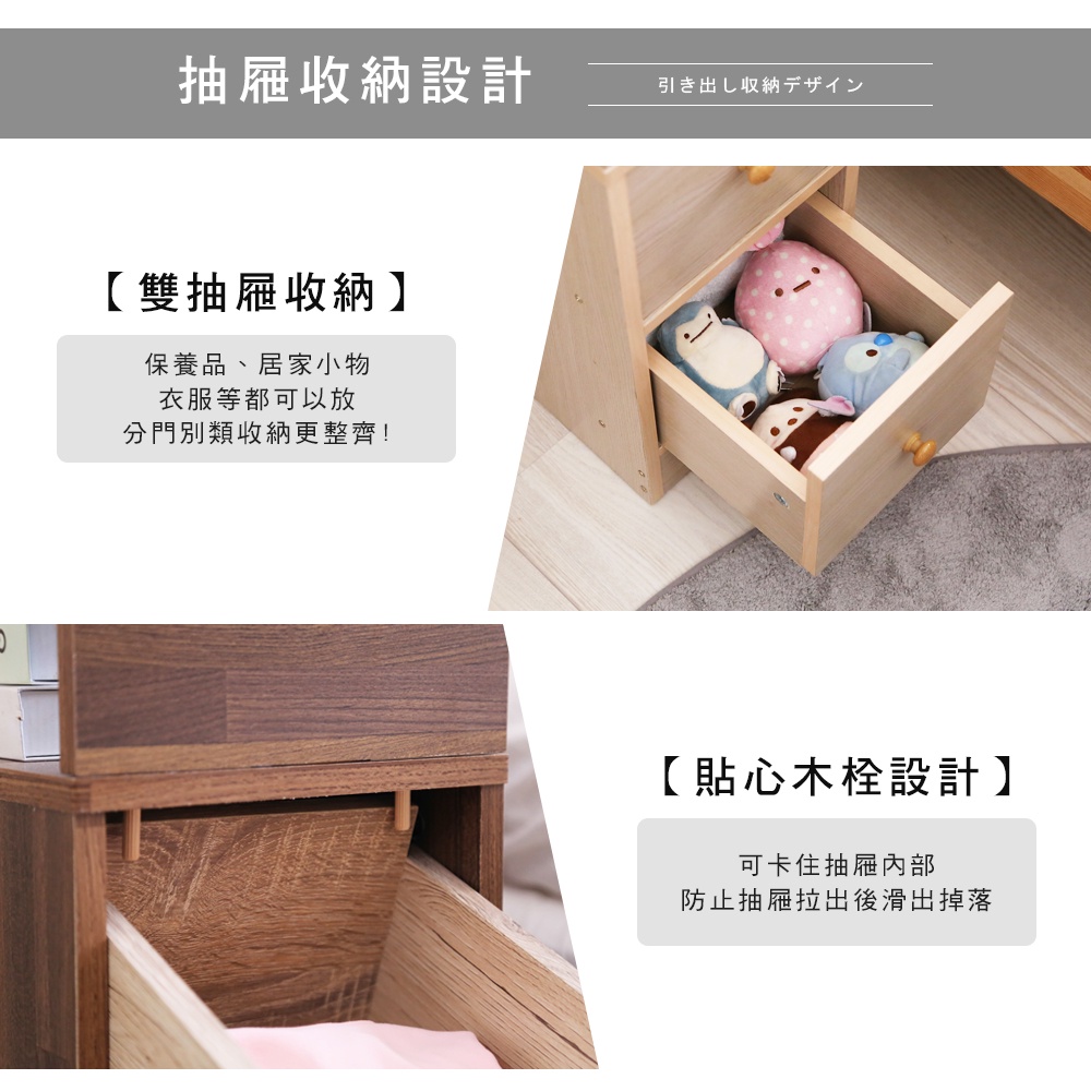 免運 澄境 MIT 撞色雙抽附插座床頭櫃(上層鏤空設計)BO011床頭櫃 收納櫃 床邊櫃 邊櫃 置物櫃 沙發邊桌 抽屜櫃, , large