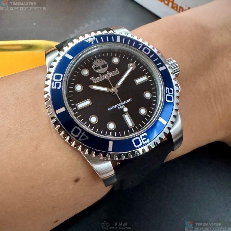 [星晴錶業]新品牌手錶,42mm,TL57207黑色錶面寶藍錶殼深黑色真皮皮革錶帶款, , large