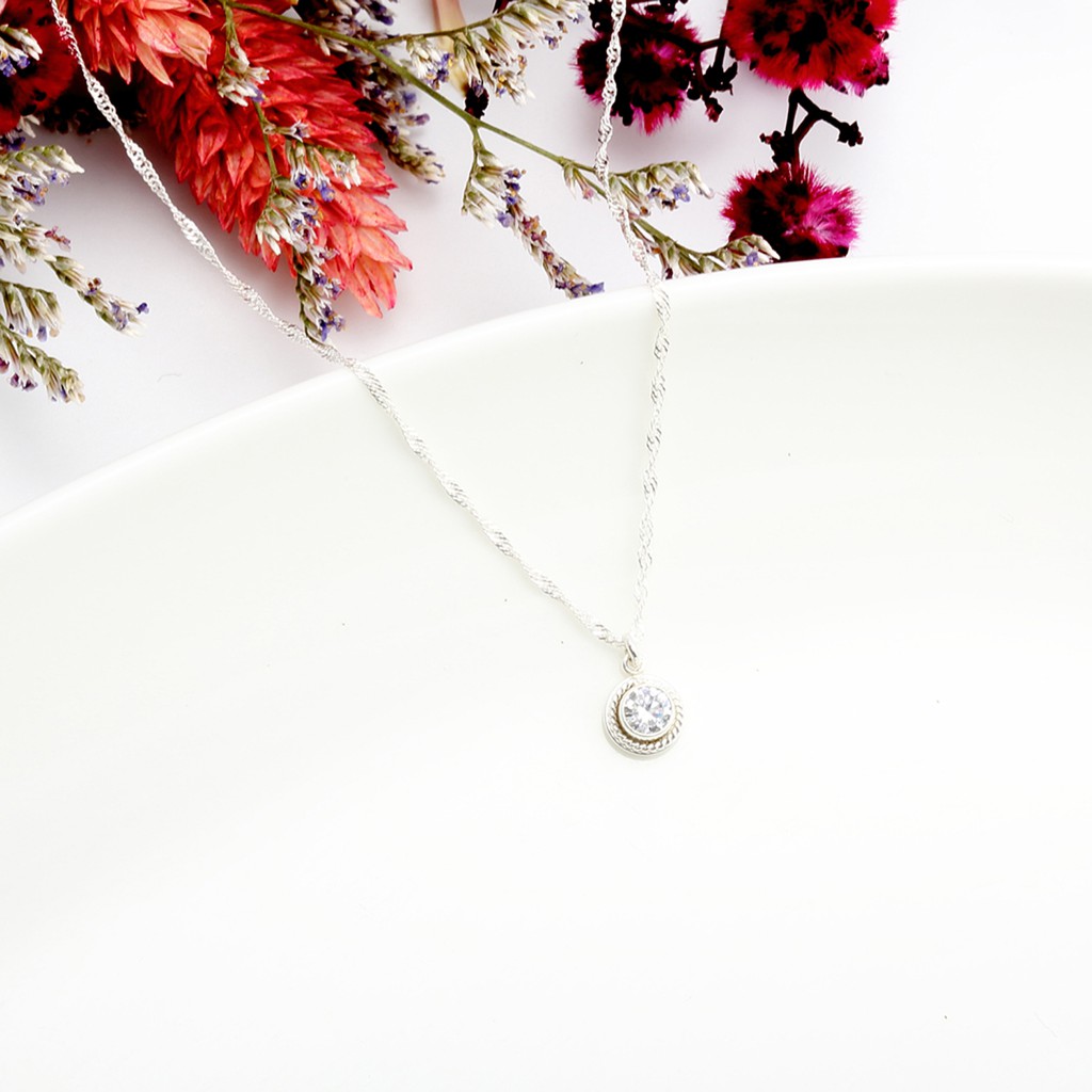 【Angel & Me】Twist Single Diamond cz s925 sterling silver necklace birthday gift, , large