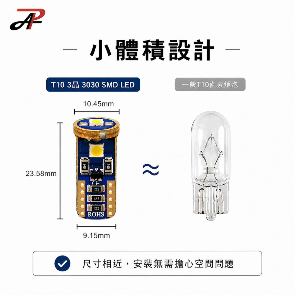 【PA LED】 T10 3晶 3030 CANBUS 解碼 白光 LED 小燈 牌照燈 室內燈 車門燈 小尺寸 無極性, , large