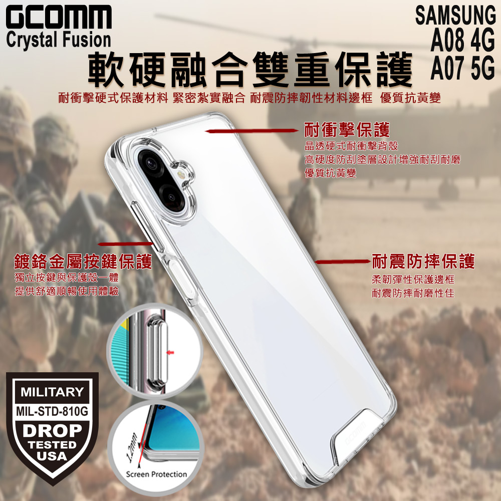 GCOMM 三星 A08 4G / A07 5G 晶透軍規防摔殼 Crystal Fusion, , large