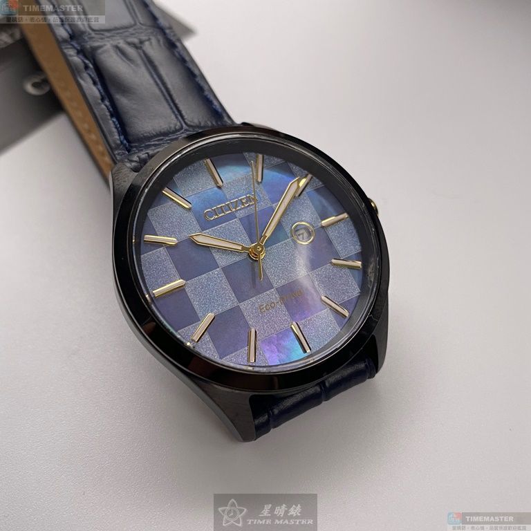 [星晴錶業]CITIZEN手錶,34mm,CI00012藍紫色錶面黑錶殼寶藍真皮皮革錶帶款, , large