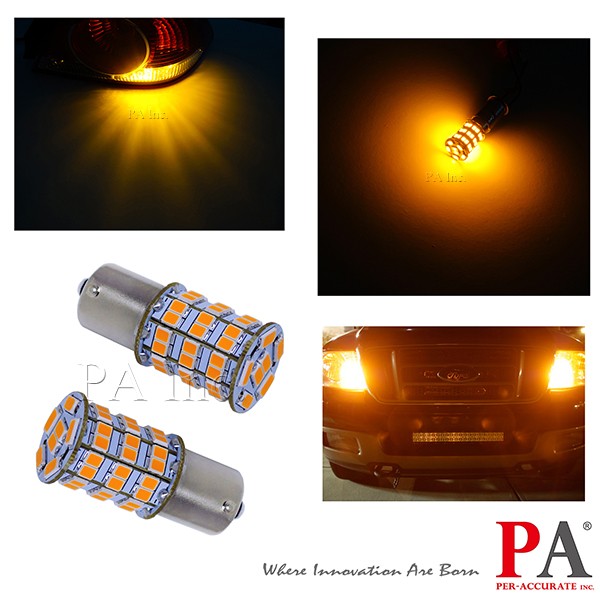 【PA LED】1156 平角 / 斜角 55晶 5630 2835 SMD LED 橘光 黃光 方向燈 角燈 小燈, , large