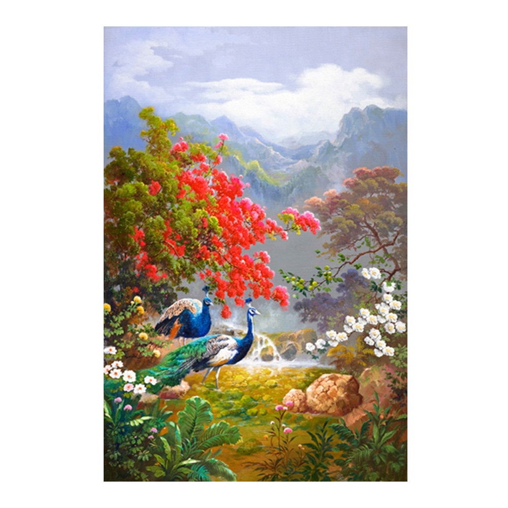 【御畫房】孔雀吉祥 國家一級畫師手繪油畫60&times;90cm(VF-95), , large