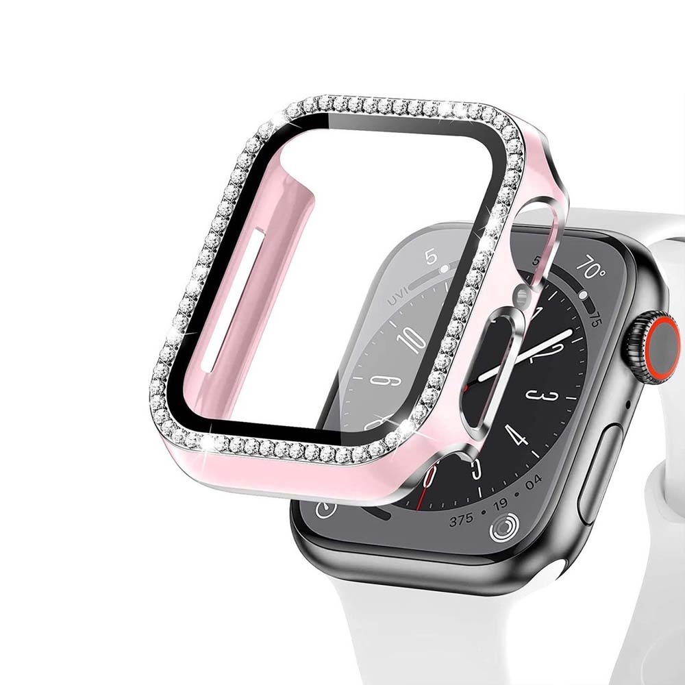 【山水之寶】Apple watch Series 7/8/9 41mm保護殼 玻璃膜+保護框 閃鑽電鍍一體式手錶防撞殼, , large