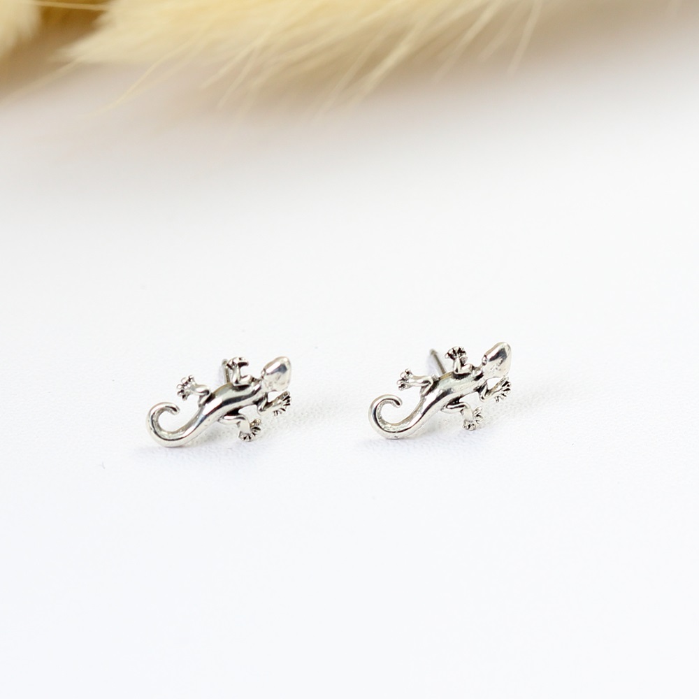 【Angel & Me】Handmade Gecko s925 sterling silver earrings Birthday gift, , large