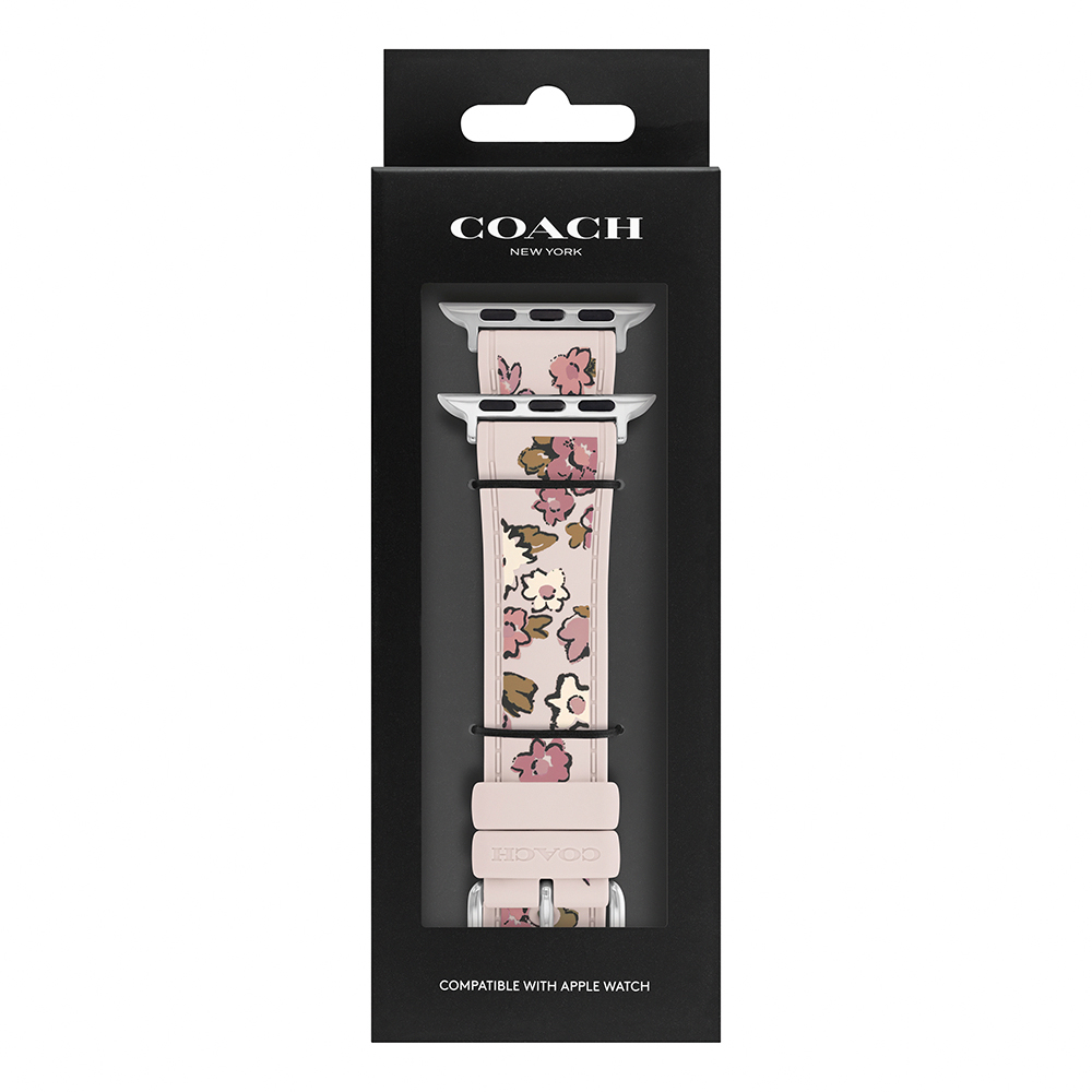 COACH Apple Watch 淡粉花朵錶帶 38/40/41mm適用 矽膠錶帶 禮物 送禮(不含手錶) CO14700292, , large
