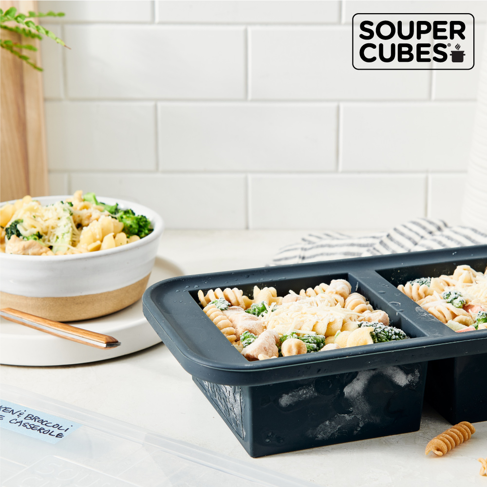 官方直營【Souper Cubes】多功能食品級矽膠保鮮盒2格_曜石灰(500ML/格), , large