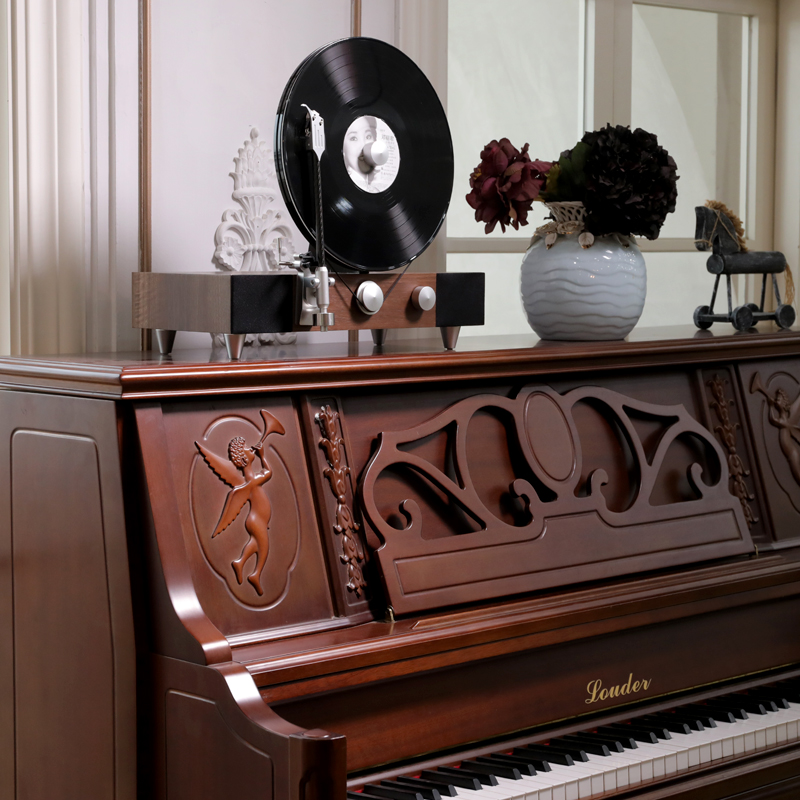 [JunYu] Gramovox Upright bluetooth vinyl record player/walnut classic model, , large