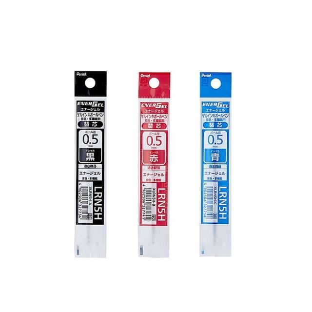 【 Pentel 飛龍 】 極速鋼珠三色筆、三用筆筆芯 0.5mm 10支/盒 XLRN5H   -  多款可選, , large