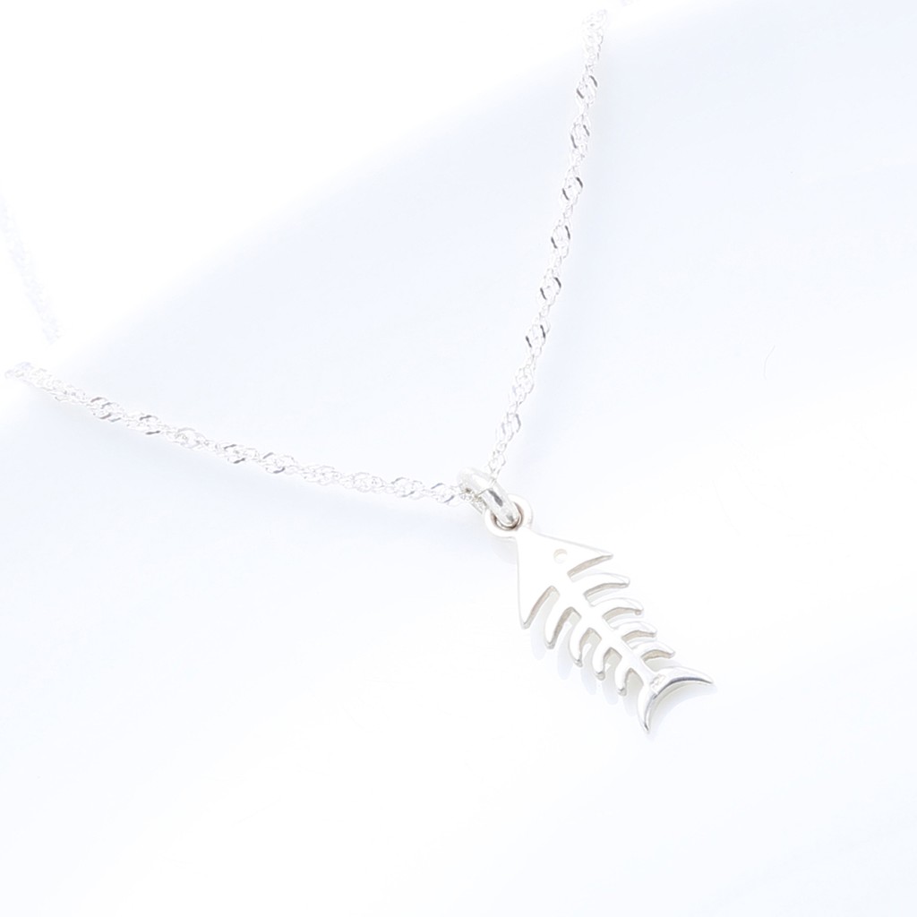 【Angel & Me】Lucky Fish Fishbone s925 sterling silver necklace Valentine Day gift, , large