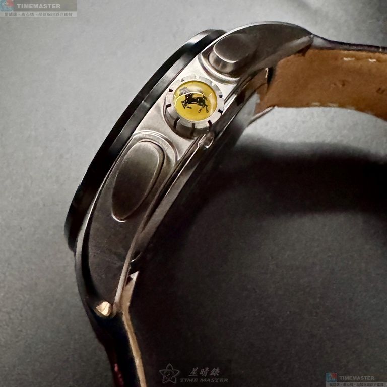 [星晴錶業]FERRARI手錶,46mm,FE00093白色錶面黑錶殼深黑色真皮皮革錶帶款, , large