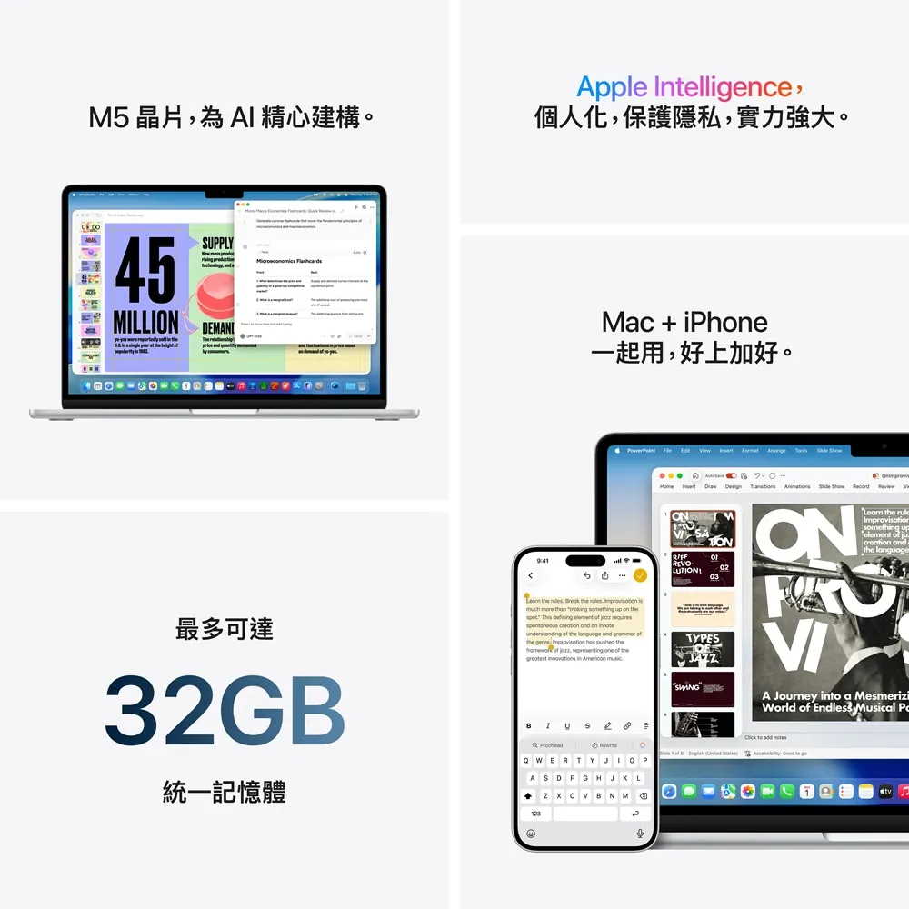 Apple MacBook Air 15.3吋 M5/10CPU/10GPU/16G/1TB SSD _ 台灣公司貨 + HDMI, , large
