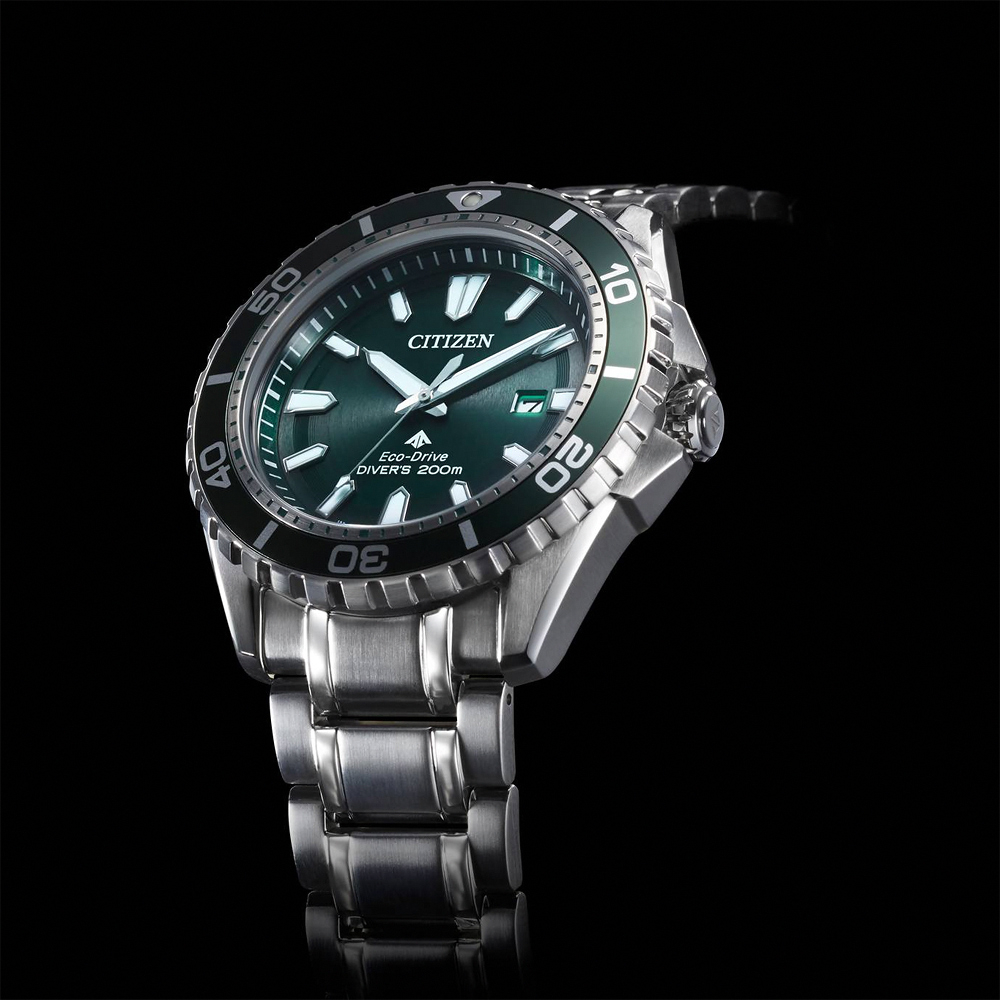 CITIZEN 星辰 PROMASTER MARINE 光動能200米潛水錶-銀x綠 BN0199-53X, , large
