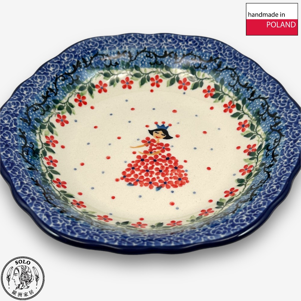 【SOLO Vintage】CA Polish Pottery 16.5cm Deep Plate Red Princess Series , , large