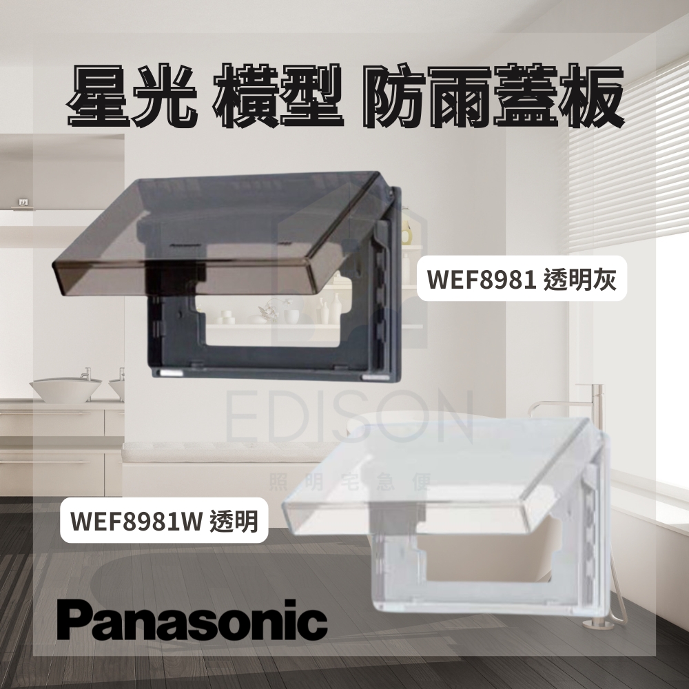 【 國際牌 】星光 防雨蓋版 防水蓋版 橫型 IP55 WEF8981 透明灰 / WEF8981W 透明, , large