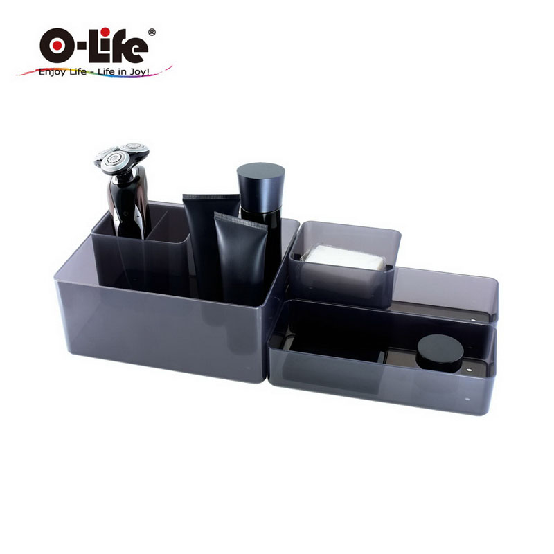 【O-Life】B-015 stacking storage box-black 5-piece set, , large