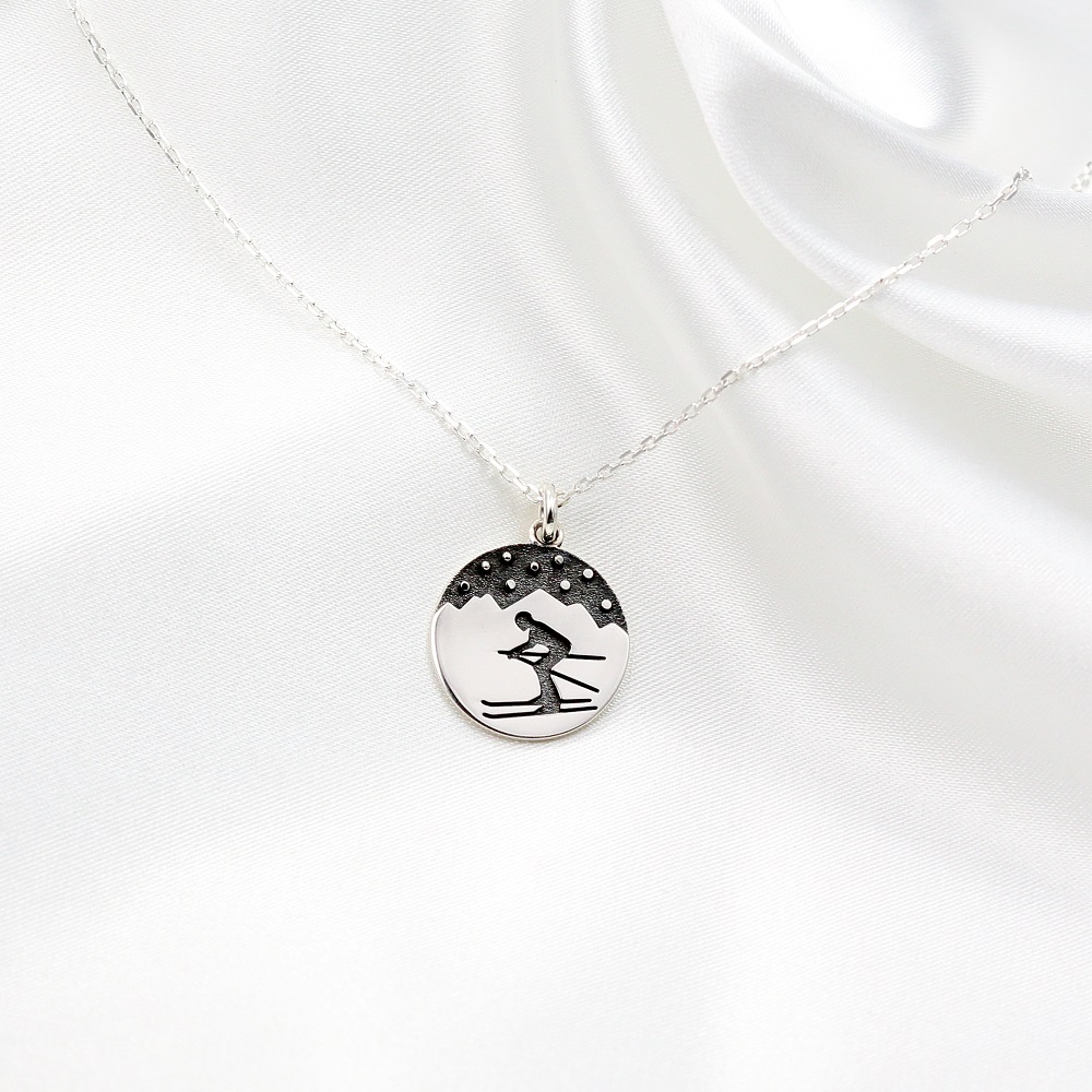 【Angel & Me】Mountain Ski s925 sterling silver necklace Birthday gift, , large