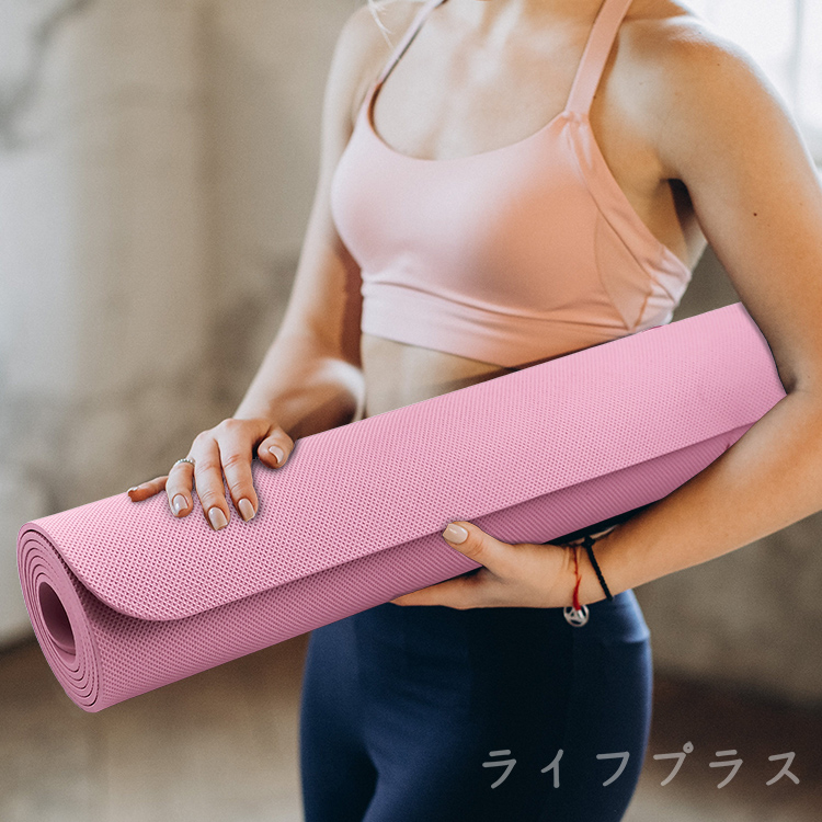 格紋素色瑜珈墊-61x173cm-粉紅色-1入, , large