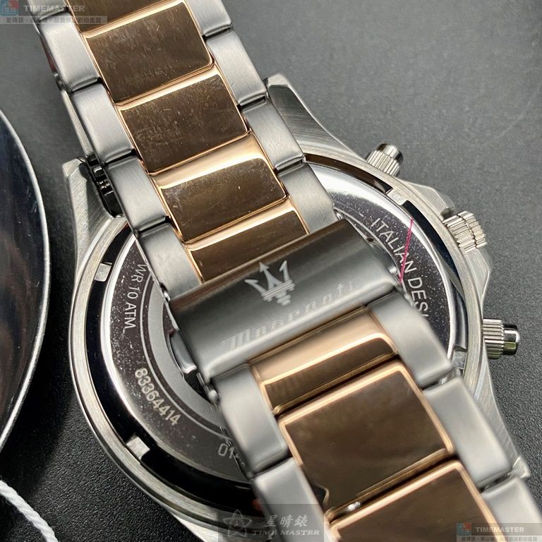 [星晴錶業]MASERATI手錶,44mm,R8873640012寶藍色錶面寶藍錶殼金銀相間精鋼錶帶款, , large