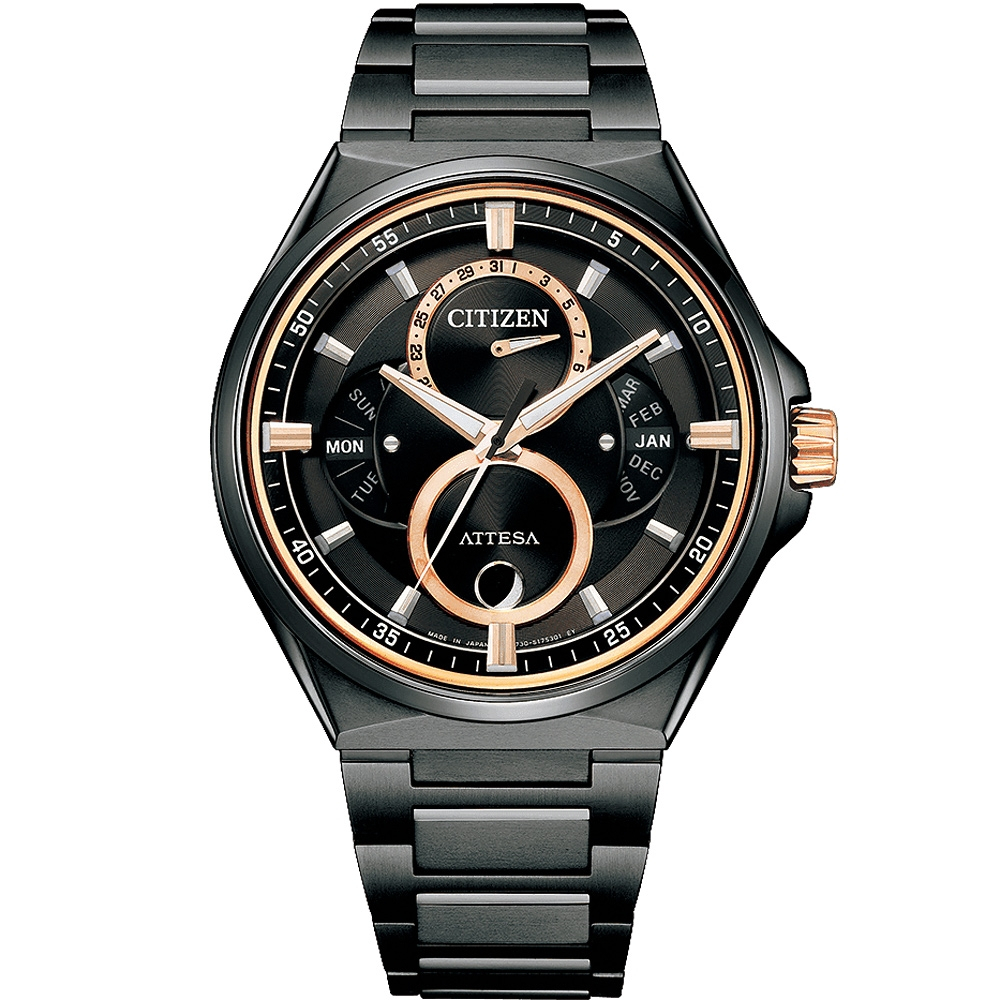 CITIZEN 星辰 鈦金屬 光動能三重日曆月相手錶/42mm BU0065-64E, , large