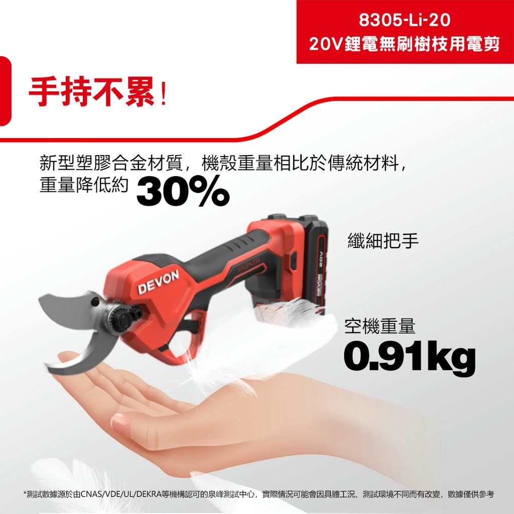 WIN五金 DEVON 大有 20V 鋰電無刷修枝剪剪樹枝 <8305-Li-20+5.0電池組> 剪枝機 果樹剪 多功能電動剪 電剪刀, , large