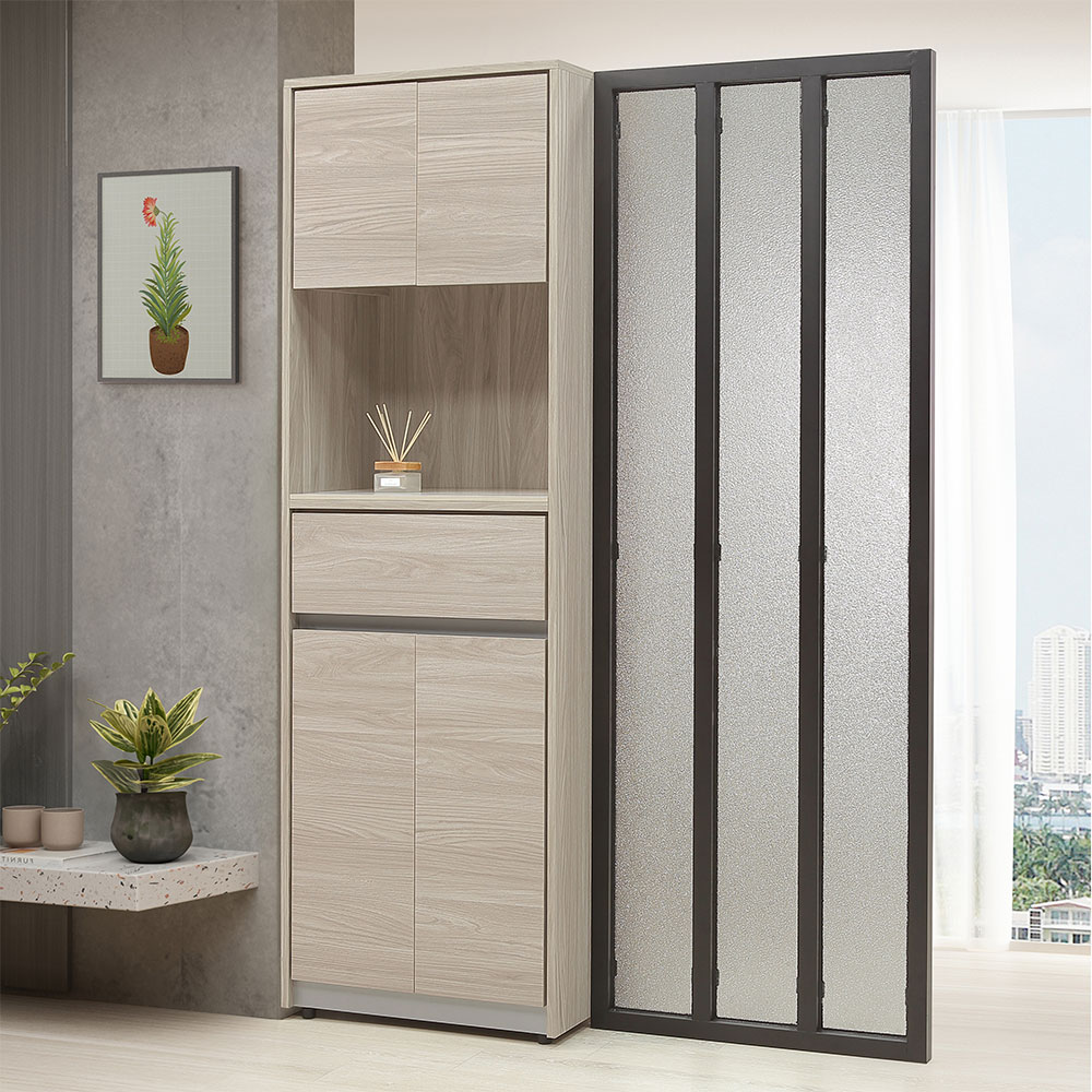 【Homelike】喜家居雪杉色 4.2尺屏風櫃(2504), , large