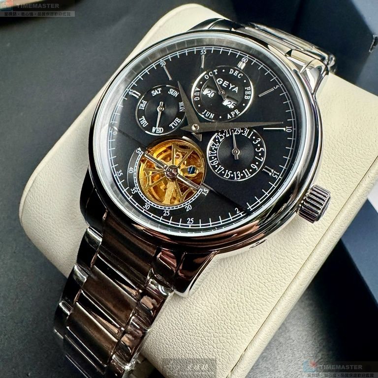 [星晴錶業]GEYA手錶,42mm,G78181GWK機械鏤空錶面銀錶殼銀色精鋼錶帶款, , large
