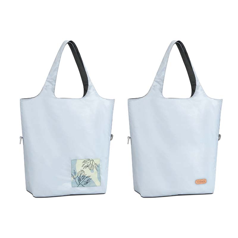 【seisei】雙色雙正面肩背手提托特包_再生寶特瓶環保防水布/雲石灰, , large
