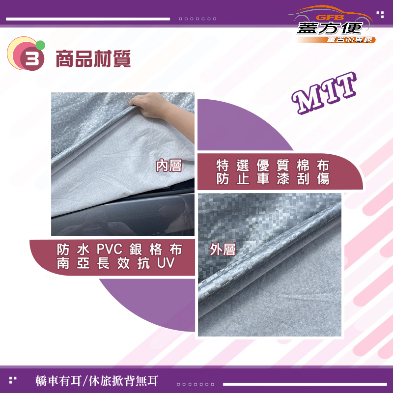 【蓋方便】3D銀格（4WD-M）台灣製南亞雙層抗UV耐酸雨加厚車罩《賓士》B-Class 五門, , large