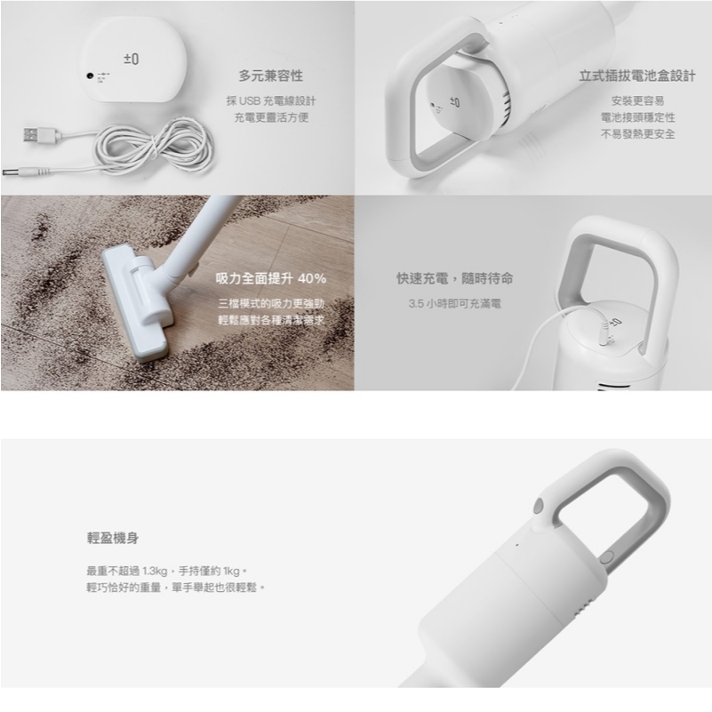 &plusmn;0 正負零 XJC-Y011 無線吸塵器 吸塵器 手持吸塵器 白色 公司貨, , large