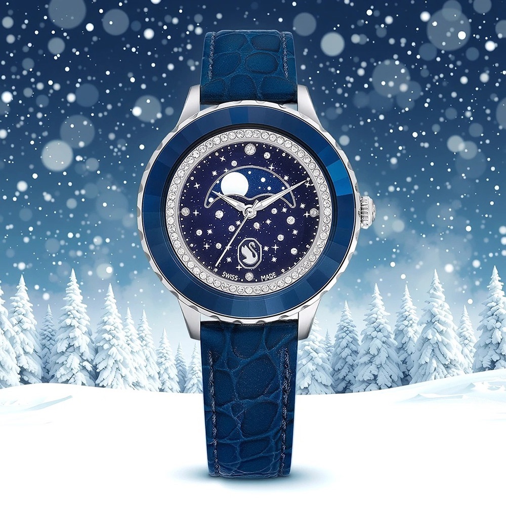 SWAROVSKI 施華洛世奇 Octea Moon 55週年紀念 繁星月相手錶 女錶-37mm(5677494), , large