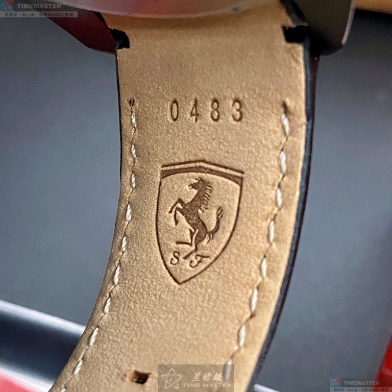 [星晴錶業]FERRARI手錶,46mm,FE00045黑色錶面黑錶殼深黑色真皮皮革錶帶款, , large