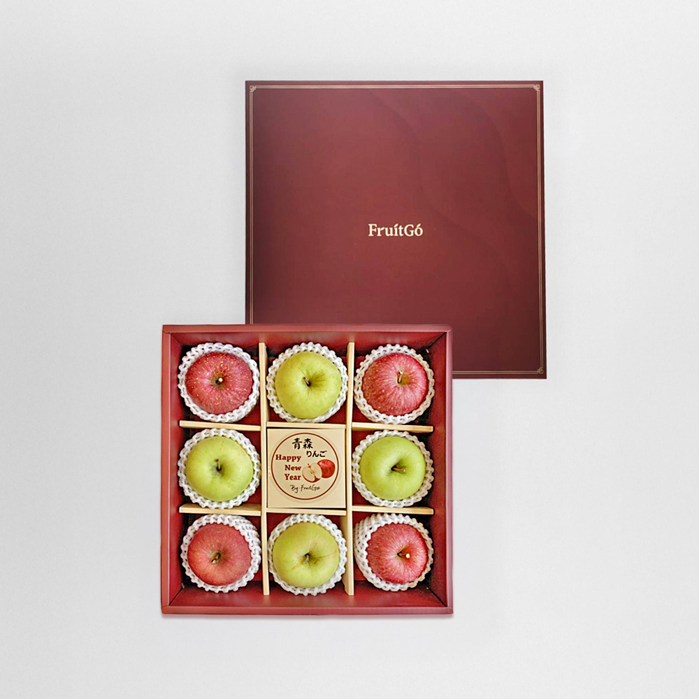 [馥果FruitGo]蘋安雙喜－日本青森特大蘋果8顆方禮盒【10/30陸續出貨】, , large