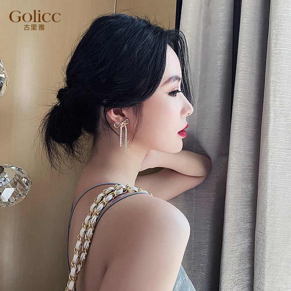 【Gulicc】古莉可 耳環 蝴蝶結長款流蘇, , large