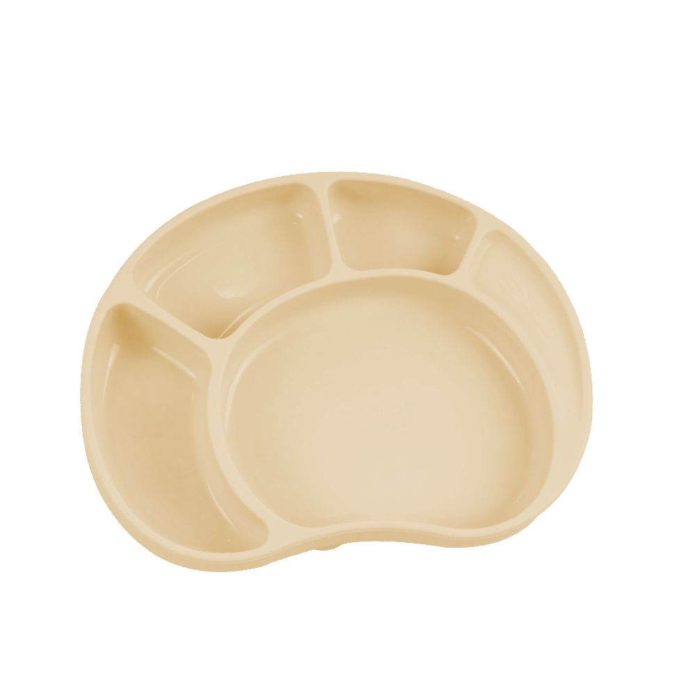 [Korean SiliPot] Platinum Silicone Toddler Palette Shaped Non-Slip Dinner Plate (Baby Dinner Plate, Suction Cup, Made in Korea), , large