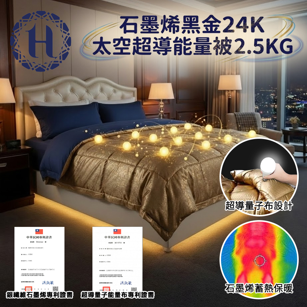 【Hilton 希爾頓】石墨烯黑金24K太空恆溫被(B0856-K25) 5/4-6/1 滿千送AOC電動牙刷, , large