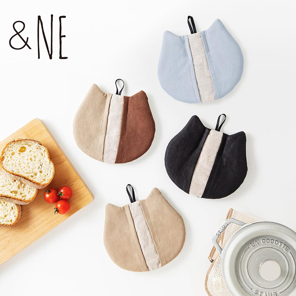 【&NE】Japan-Made Cat-Shaped Heat-Resistant Trivet (Also Usable as Oven Mitt) &ndash; Brown, , large