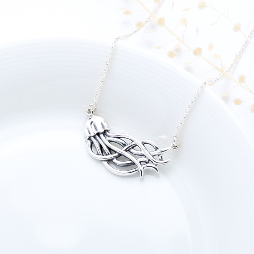 【Angel & Me】Jellyfish s925 sterling silver necklace Birthday Valentine Day gift, , large
