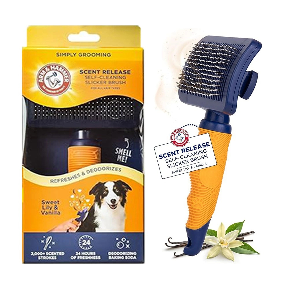 【PawHomie】ARM&HAMMER 魔法按鍵順毛梳 (玫瑰/香草) 寵物 寵物梳子 狗狗梳子 順毛梳 開結梳, , large