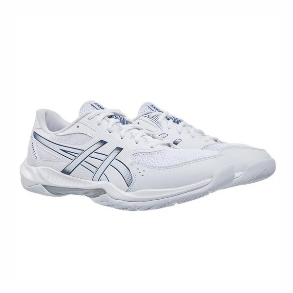 Asics Gel-rocket 12 2E 男女 排球鞋 羽球鞋 寬楦 穩定 包覆 白藍 [1073A087-100], , large