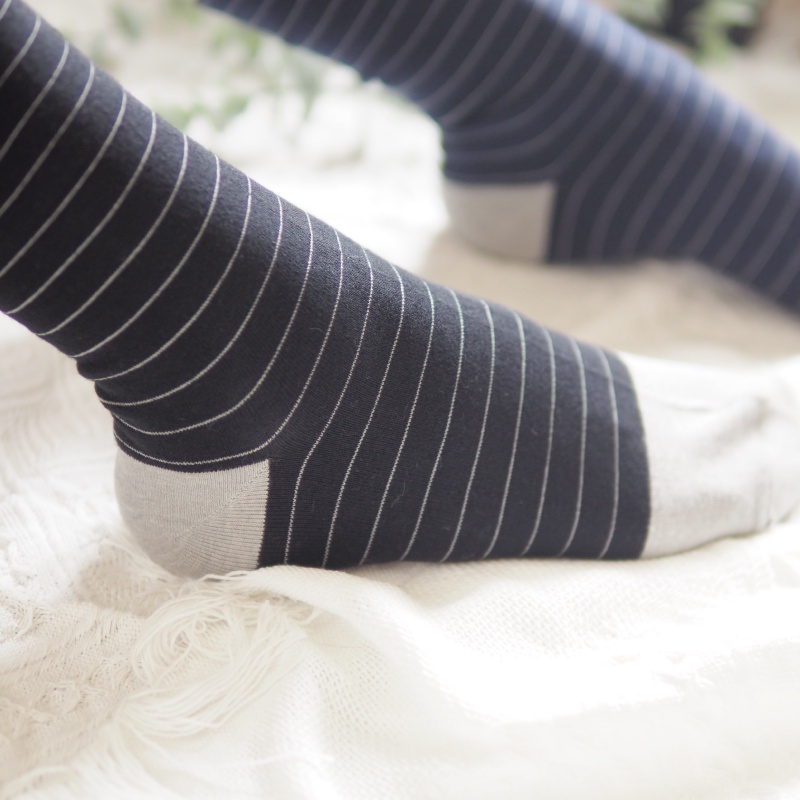 [Kaimei Cotton Industry] 12 pairs set, random and excellent, MIT made in Taiwan, antibacterial and deodorizing bamboo charcoal wide-mouth health socks, striped style, , large