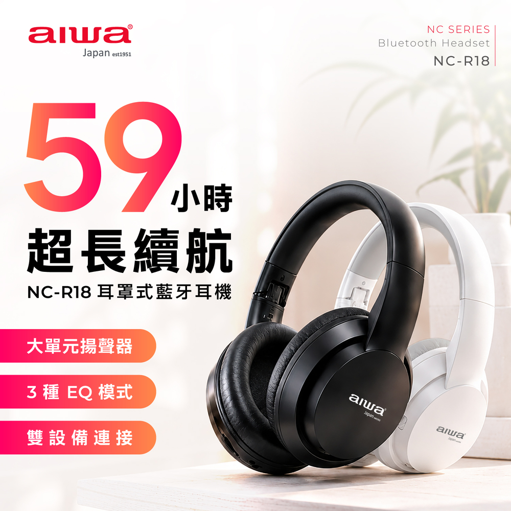 AIWA 愛華 耳罩式藍牙耳機 NC-R18, , large