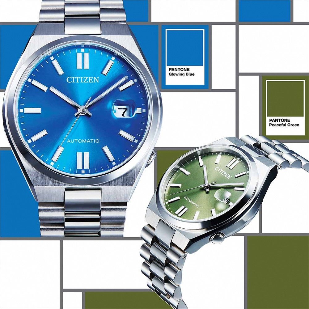CITIZEN 星辰 X PANTONE Nowstalgia 亞洲限定炫光藍 經典機械錶 NJ0158-8, , large
