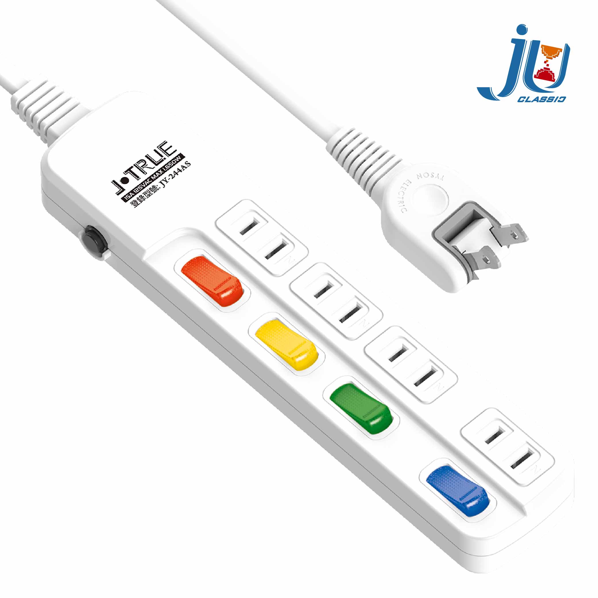 鉅玉經典｜Four-opening, four-pin extension cable  2.7m  JY-244AS-9, , large