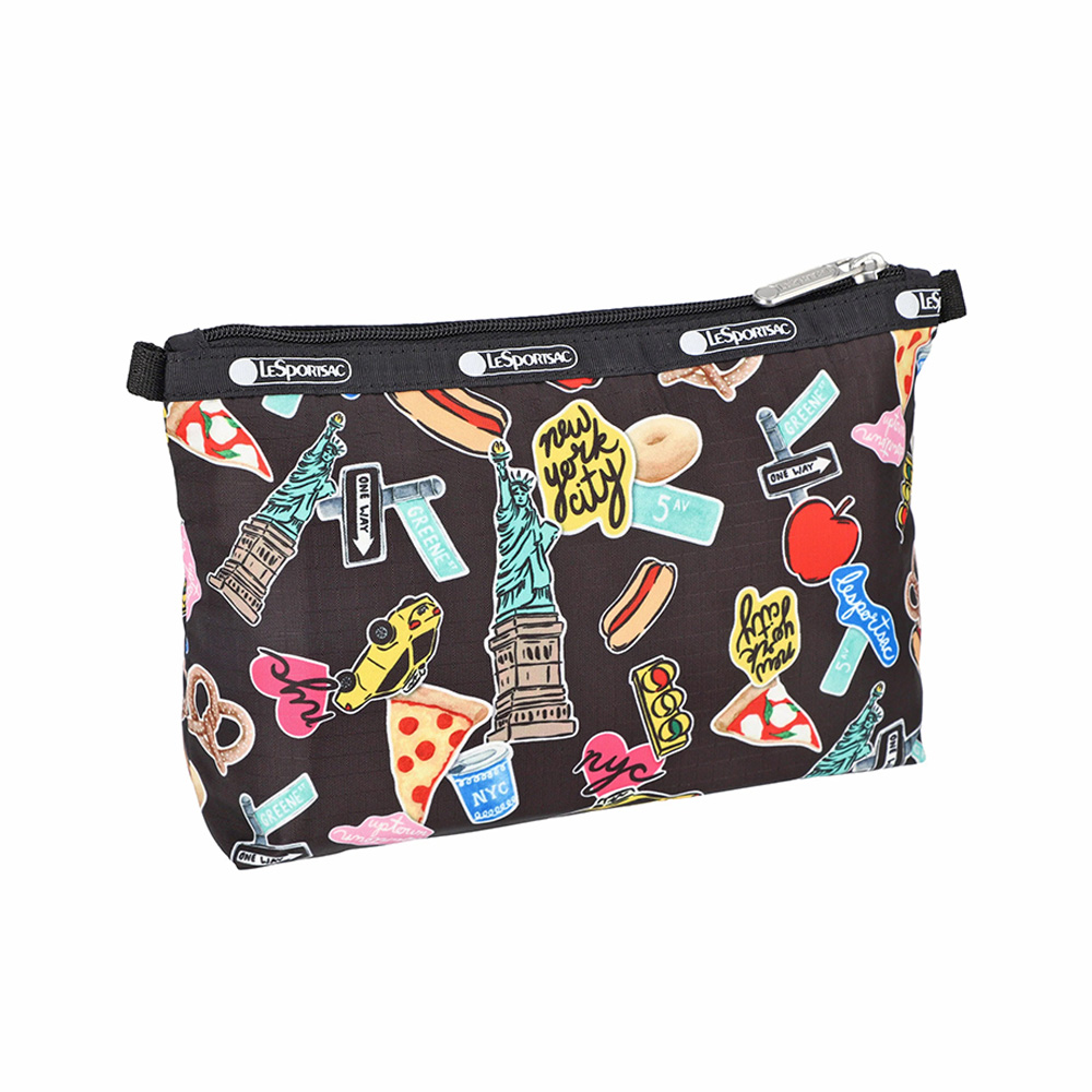 Lesportsac Cosmetic Clutch 雙層拉鍊化妝包 收納袋 盥洗包 女包(紐約城市)L262-7105P-HG79, , large