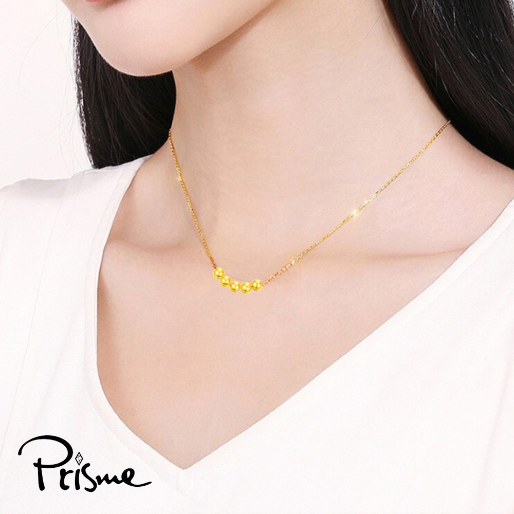 【Prisme Gold】黃金項鍊 五福金珠 鍊墜項鍊 (金重：約0.06錢&plusmn;0.02), , large