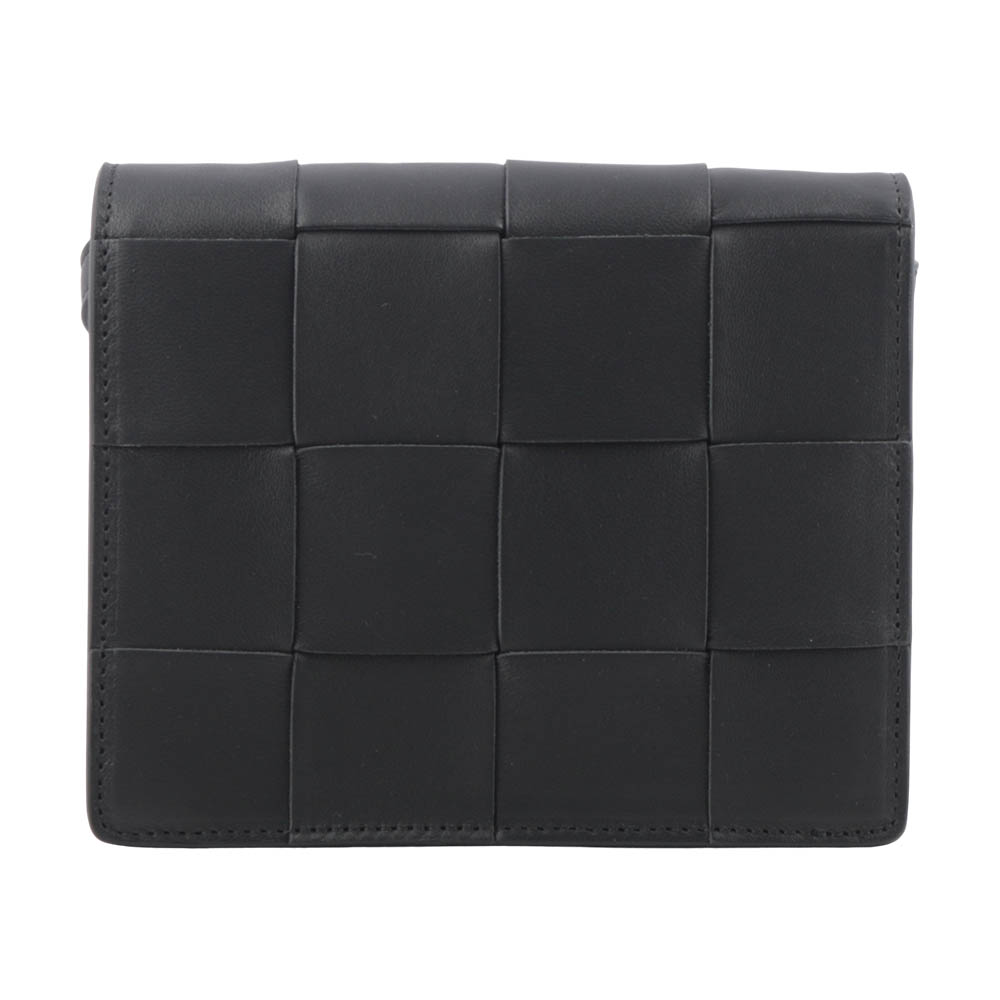 BOTTEGA VENETA Cassette 小羊皮編織小款斜背包/黑色, , large